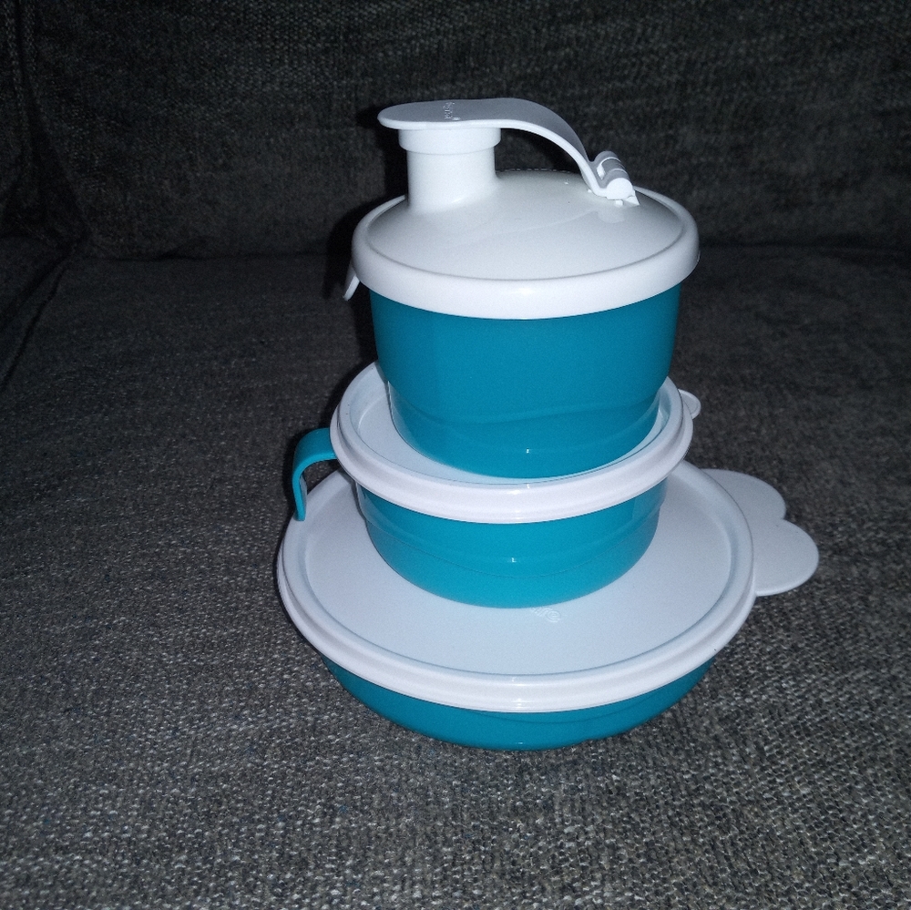 New Tupperware Baby Stages Feeding 3pc Set Teal